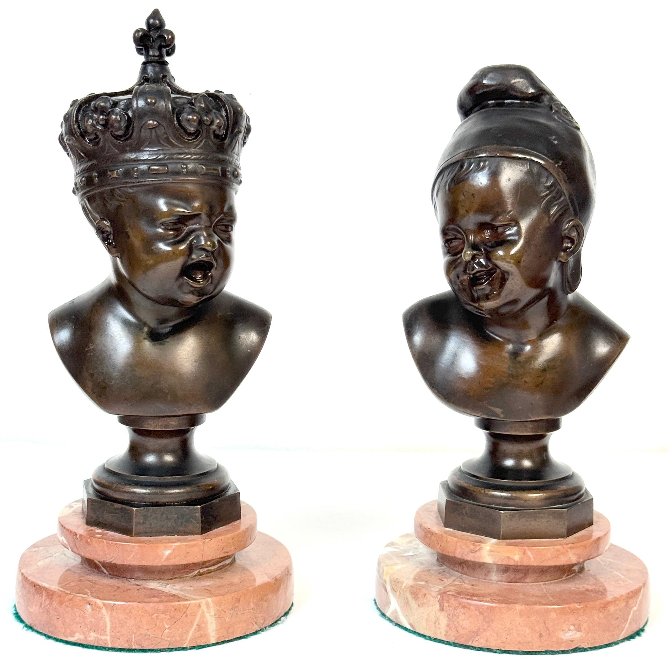 Pair of Allegorical Bronze Busts: 