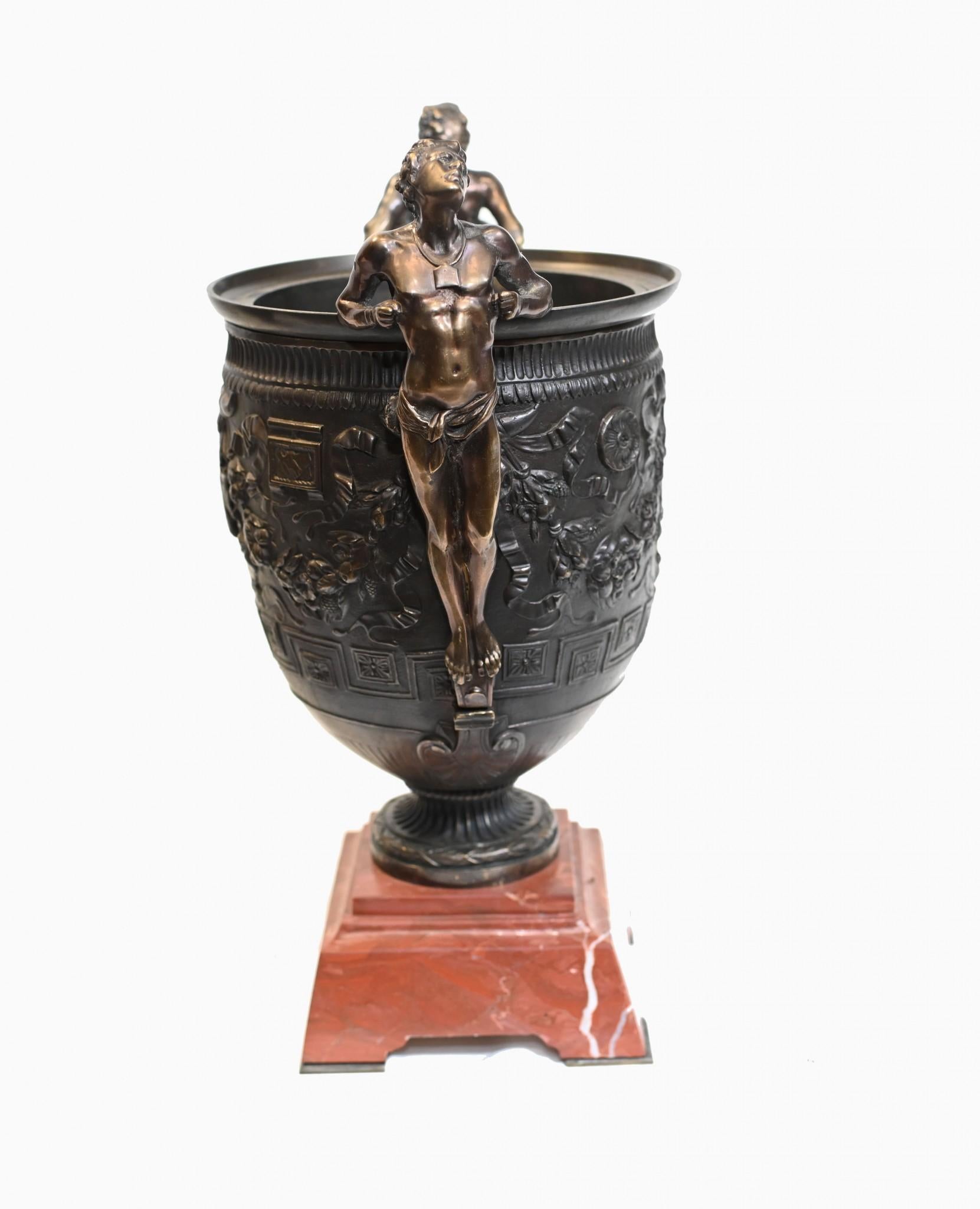 Pair Bronze Campana Urns Grand Tour Classical Barebedienne For Sale 9