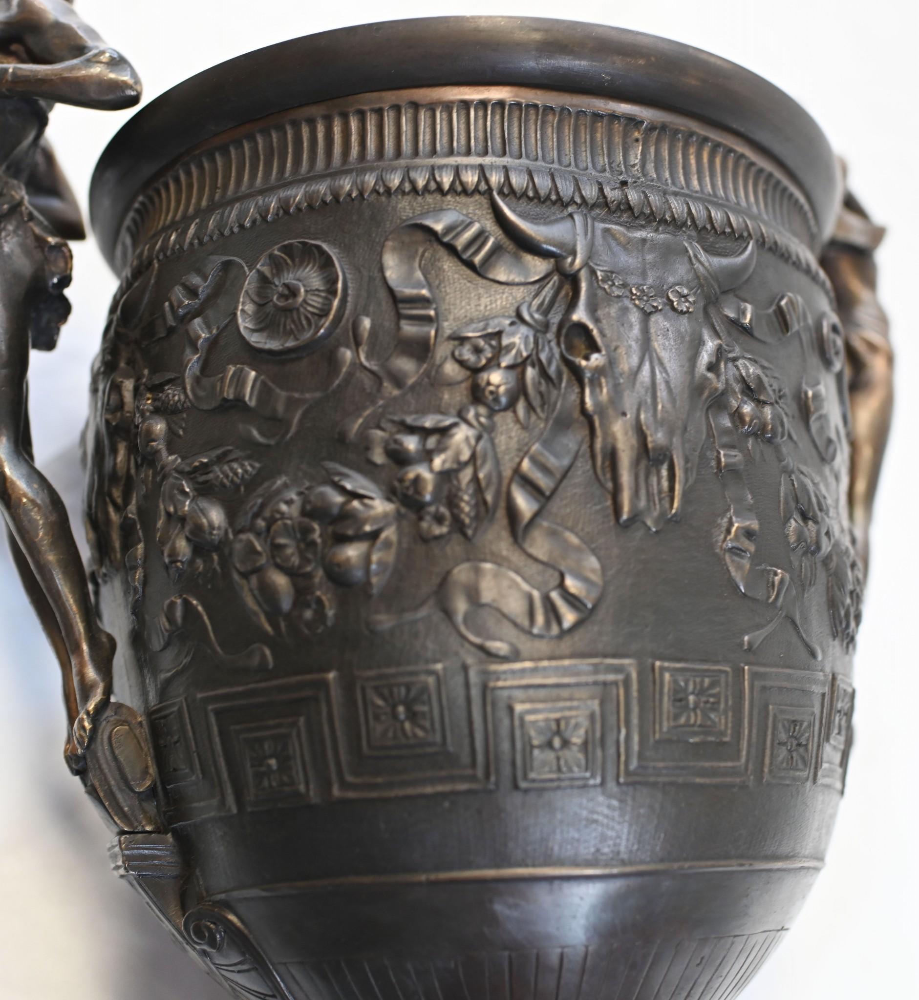 Late 20th Century Pair Bronze Campana Urns Grand Tour Classical Barebedienne For Sale