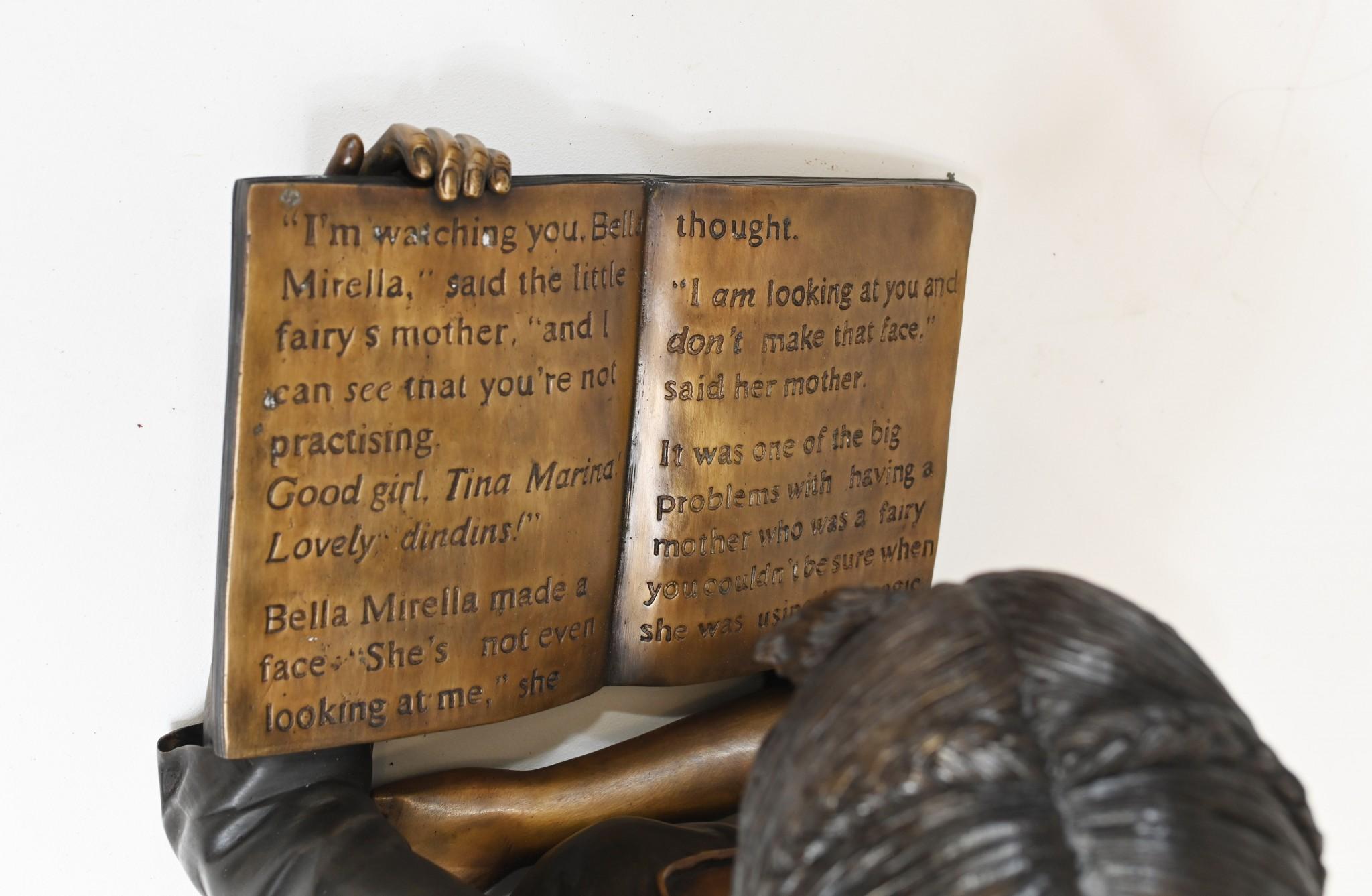 Late 20th Century Pair Bronze Children Reading Statues Lifesize