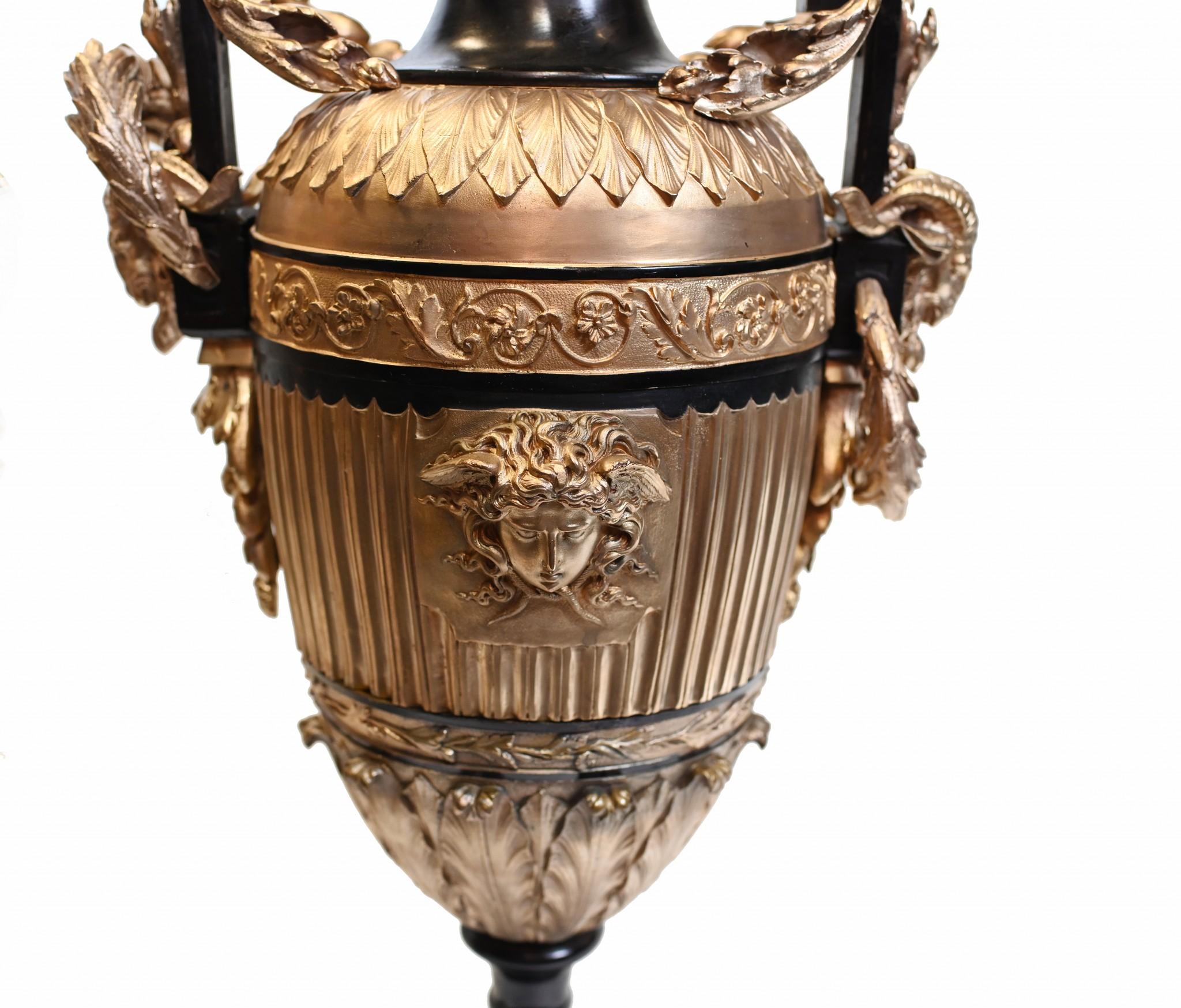 Pair Bronze Classical Urns Grecian Amphora Barbedienne For Sale 6
