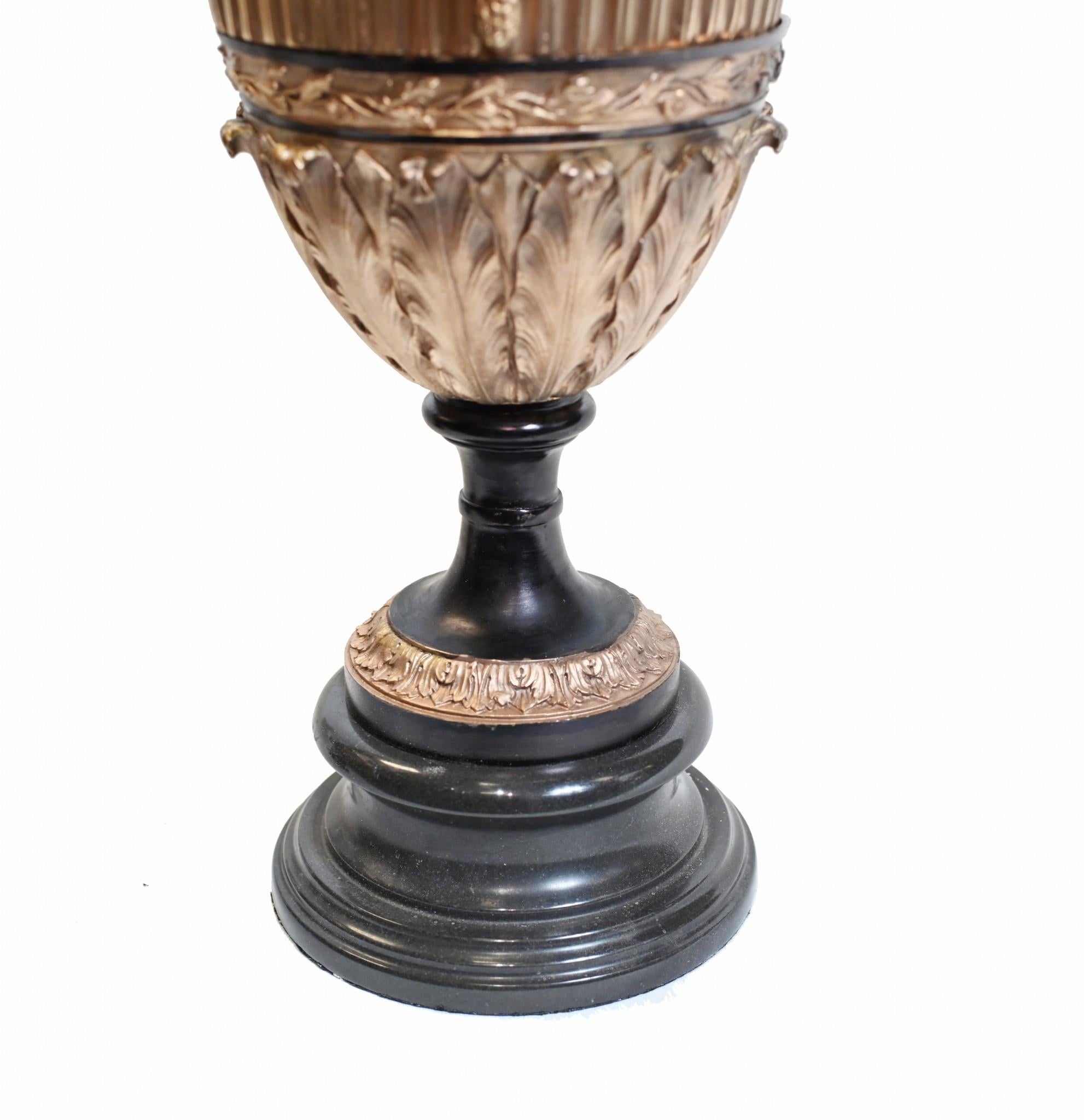 Late 20th Century Pair Bronze Classical Urns Grecian Amphora Barbedienne For Sale