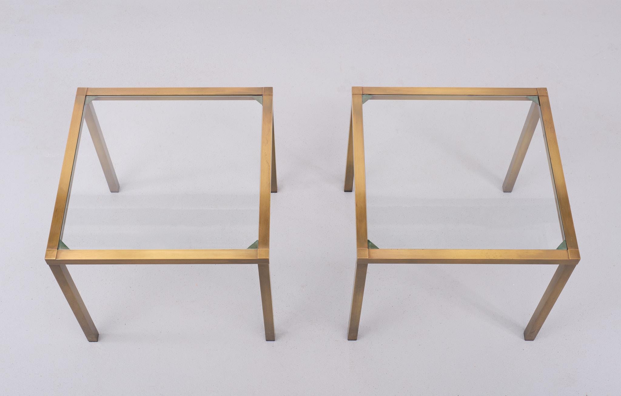 Late 20th Century Pair Bronze color square side tables 1970s France  For Sale