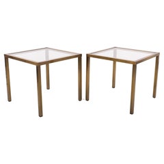 Pair Bronze color square side tables 1970s France 