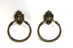 Pair Bronze Door Holder Towel Rings