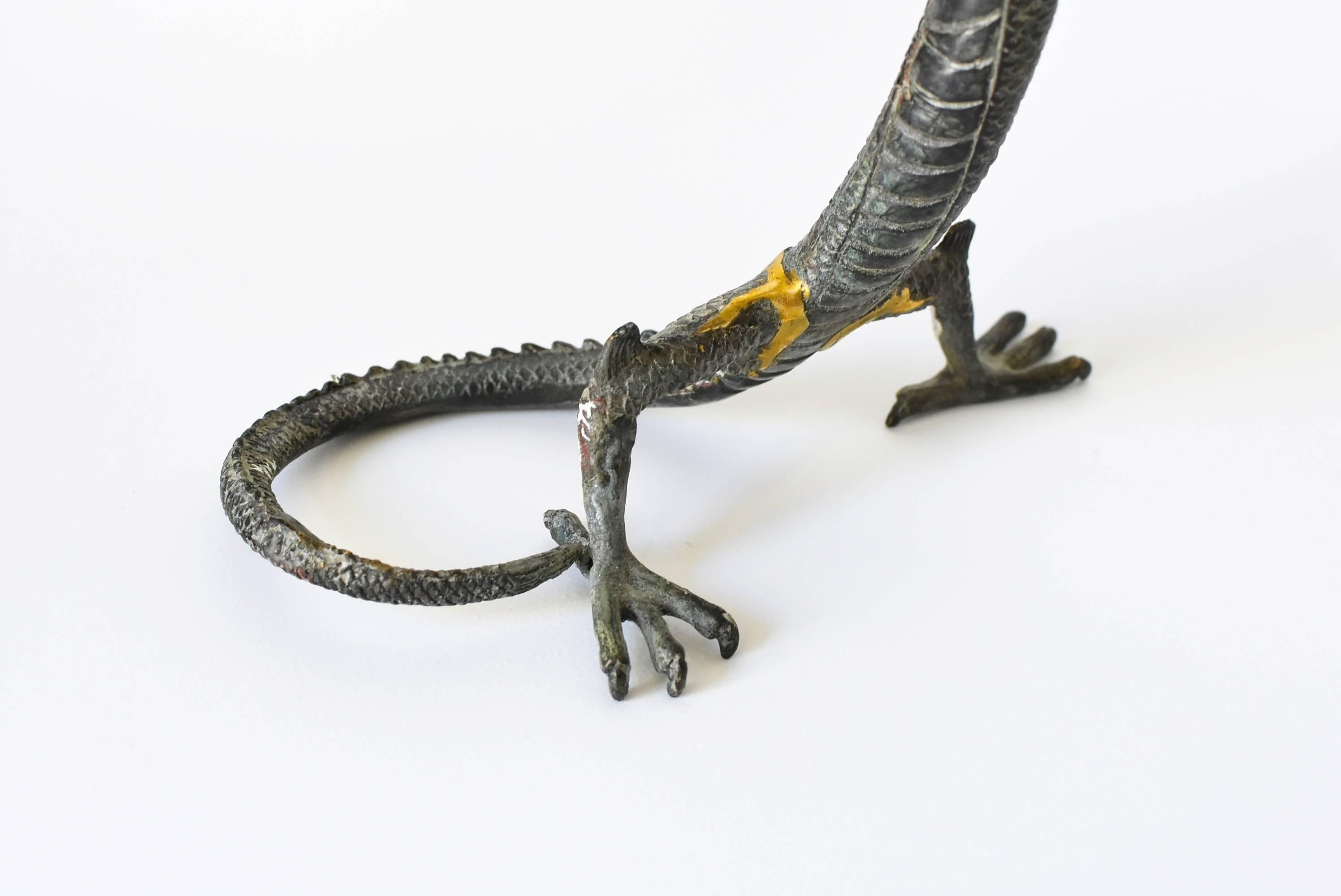 Bronze Paire de dragons en bronze, grand modèle, debout