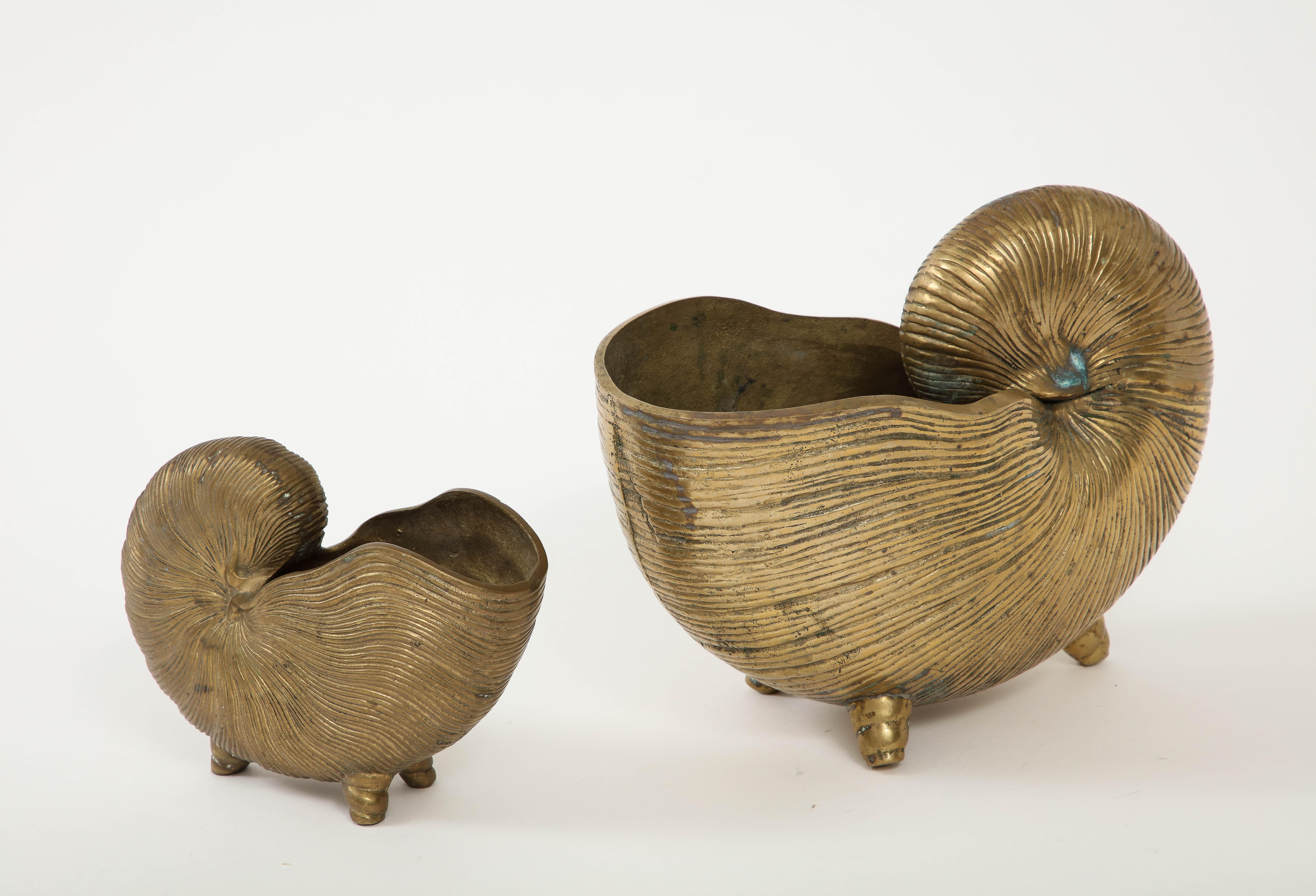 Pair Bronze Duquette Style Nautilus Planters In Good Condition In New York, NY