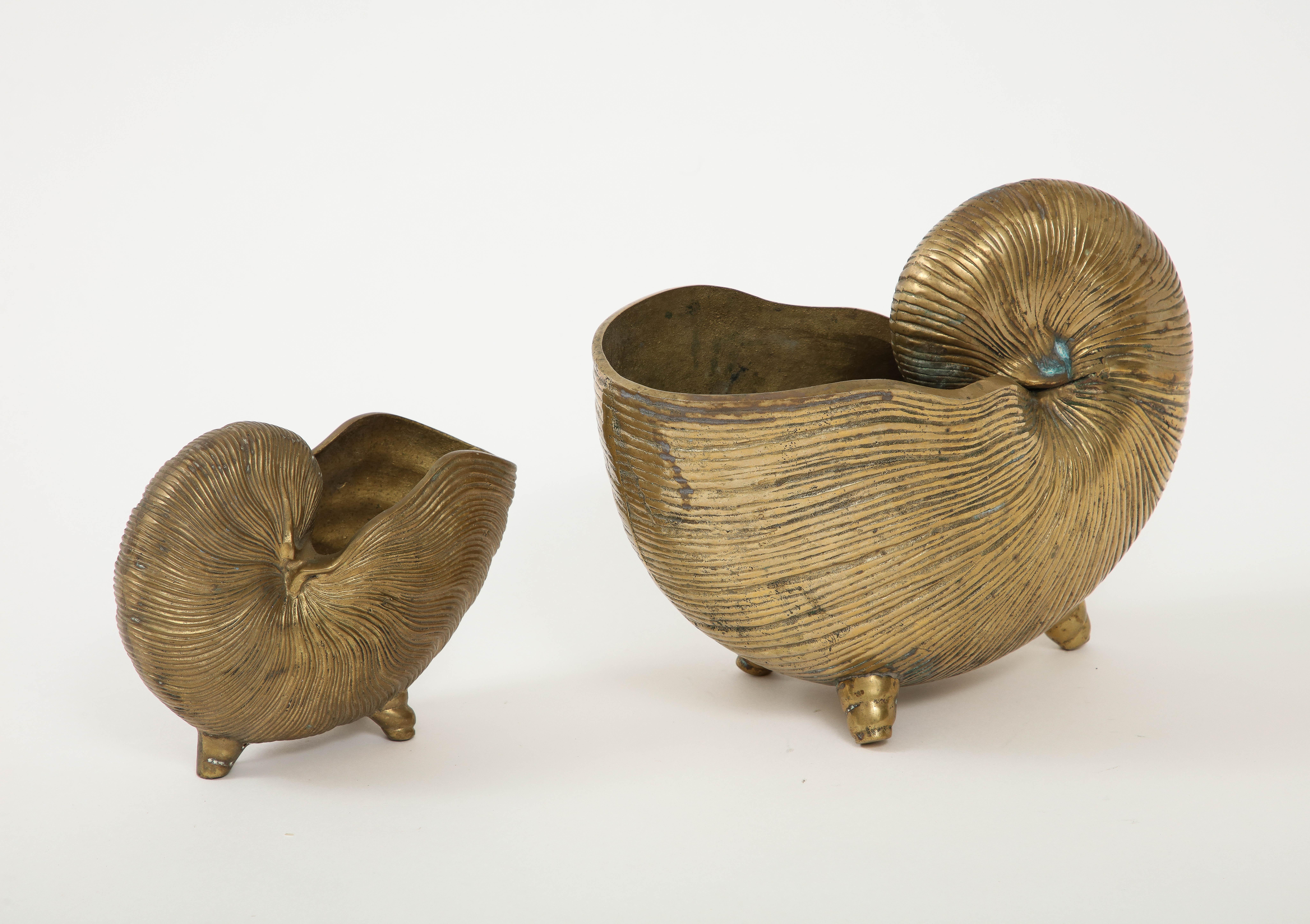 Pair Bronze Duquette Style Nautilus Planters 1
