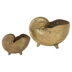 Pair Bronze Duquette Style Nautilus Planters