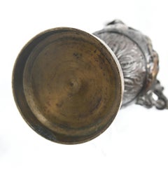 Pair Bronze Ewer Cherub Vases Antique 1860 Bacchus