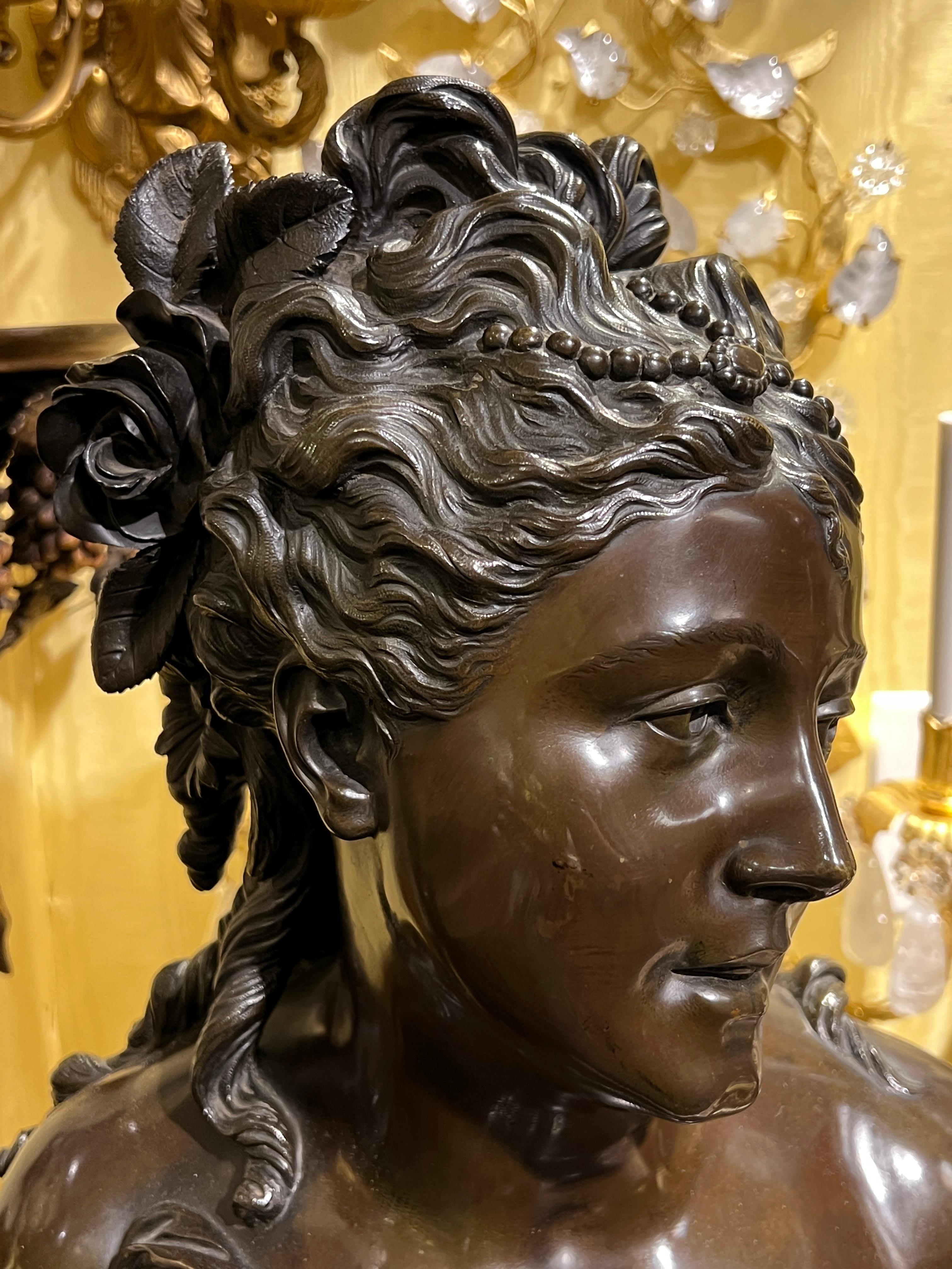 Paire de sculptures en bronze de bustes féminins d'après Pierre-Louis Detrier (1822-1897) en vente 1