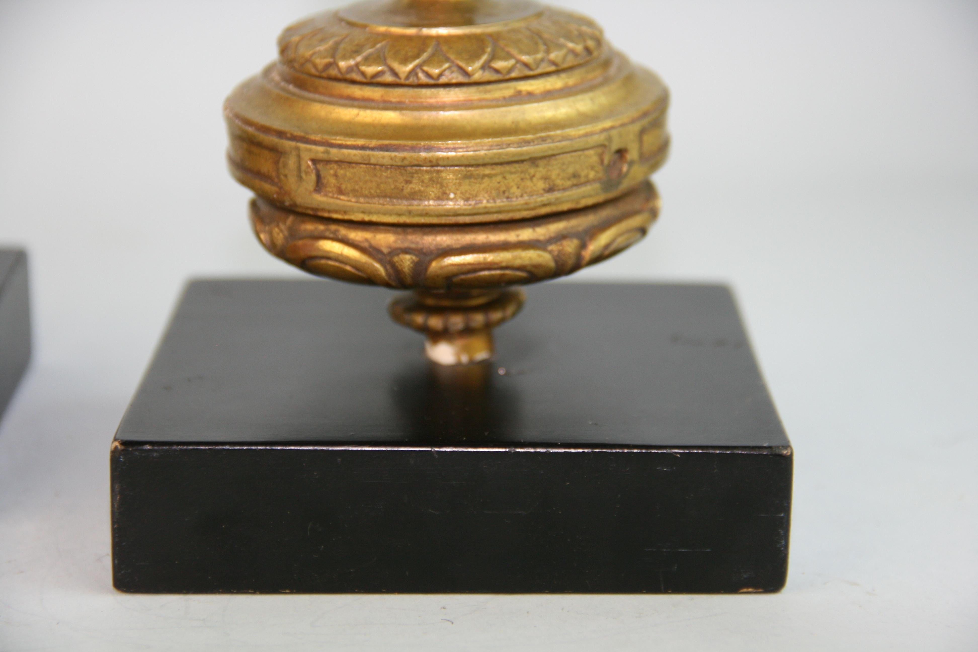 Pair Bronze Finial Bookends Set on Wood Block For Sale 3