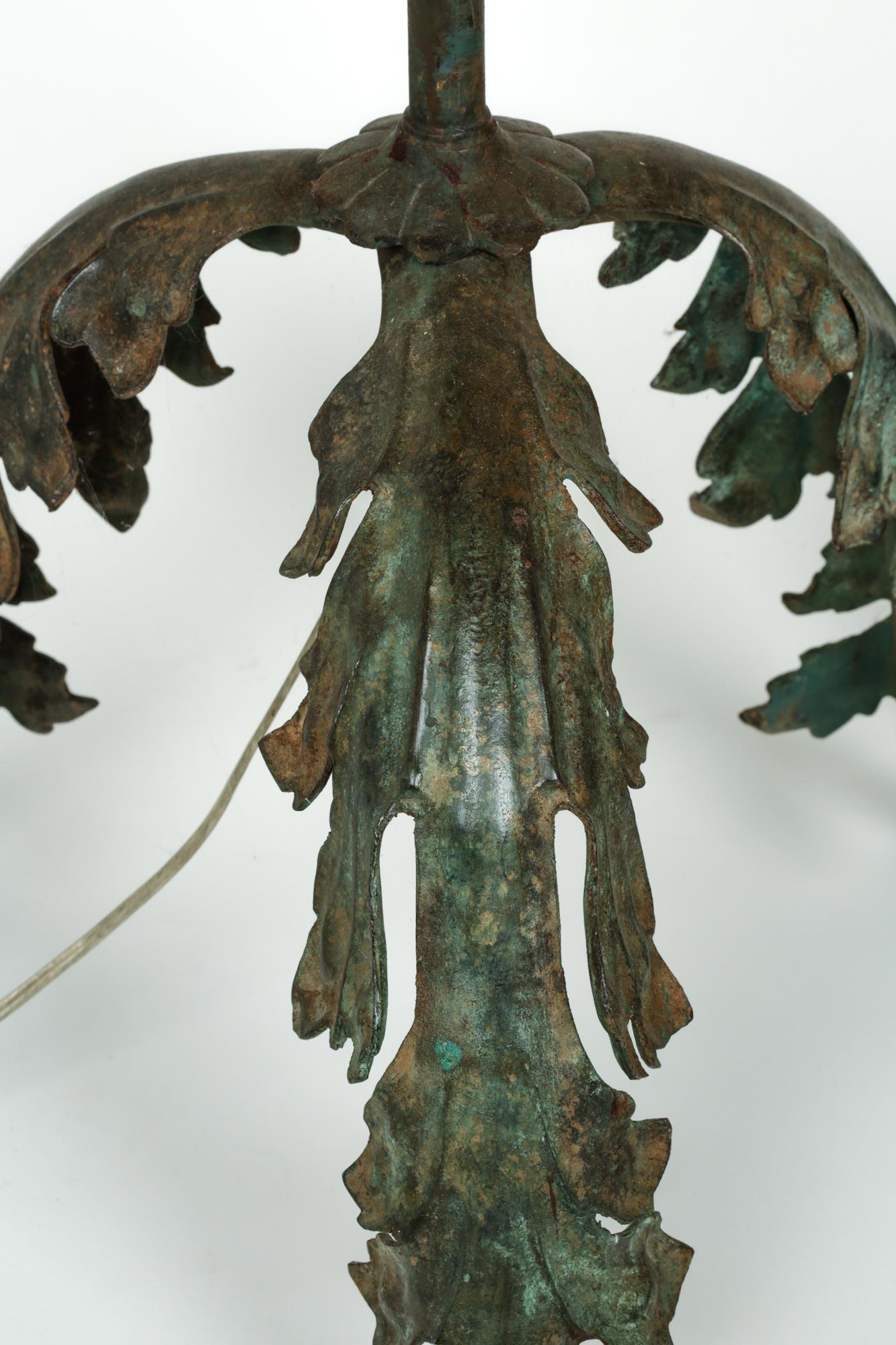 Cast Pair, Bronze Floor Lamps in Acanthus Leaf Design For Sale