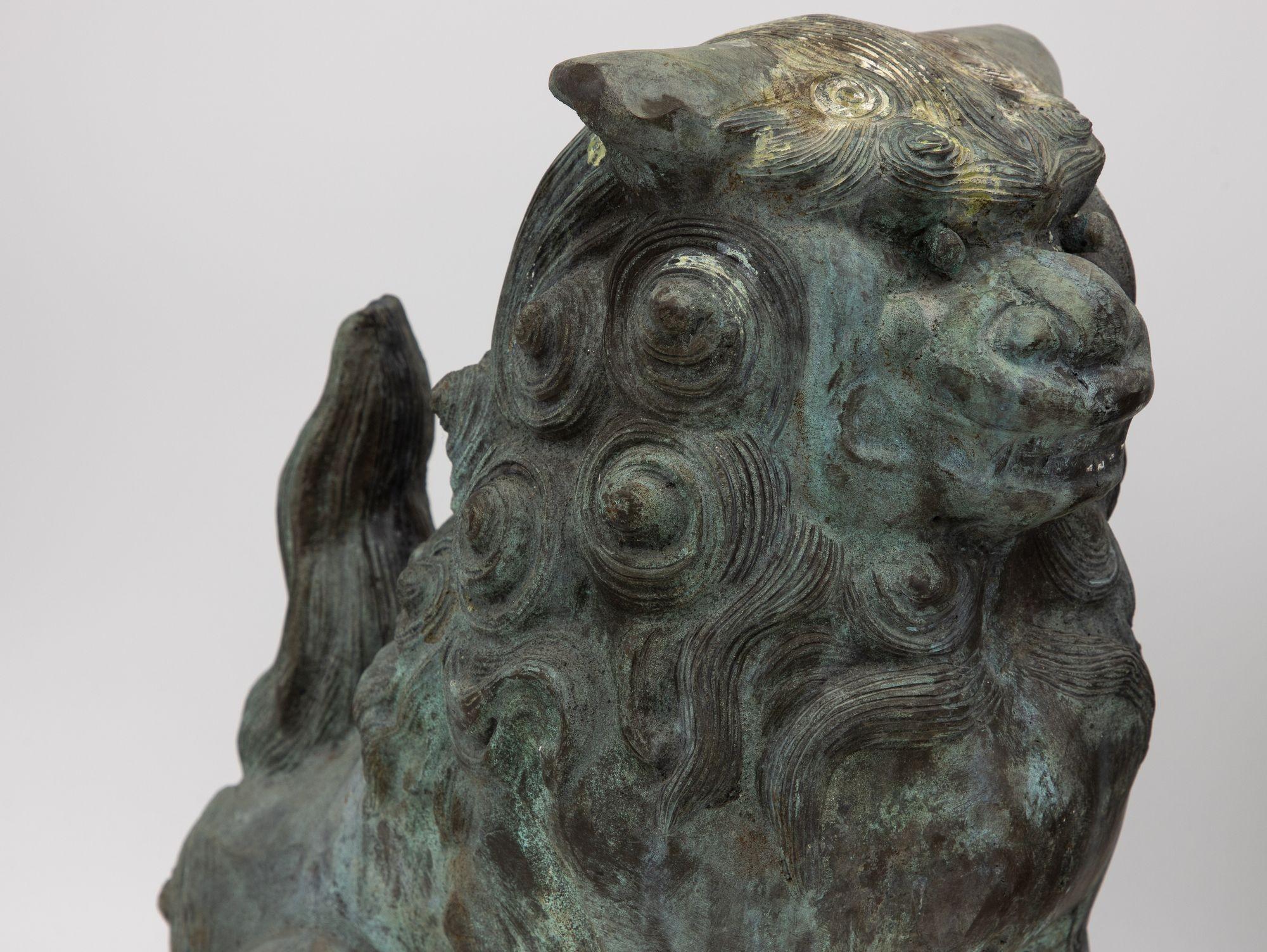 Pair Bronze Foo Dogs, early 20th century For Sale 4