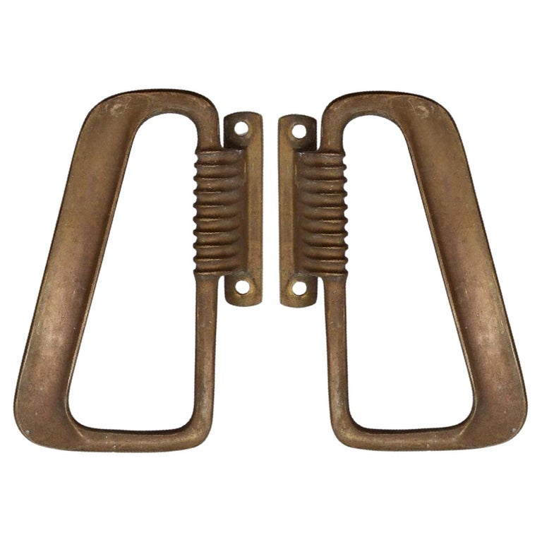 Pair Bronze Italian Exterior Door Entry Pulls by Brevettato For Sale at