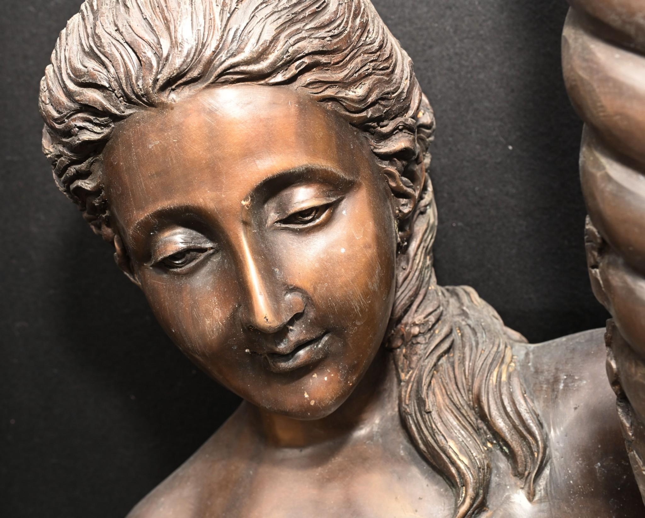 Late 20th Century Pair Bronze Italian Maidens Demeter Cherub Statue Classical Garden