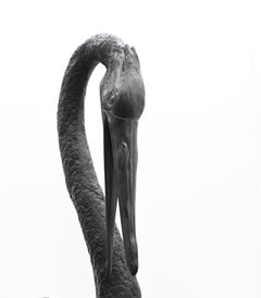 Pair Bronze Japanese Cranes - Storks Garden Birds