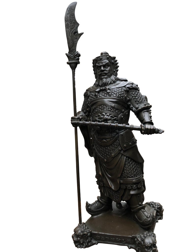 Pair of Bronze Japanese Samurai Warrior Statues Military Art, 20th