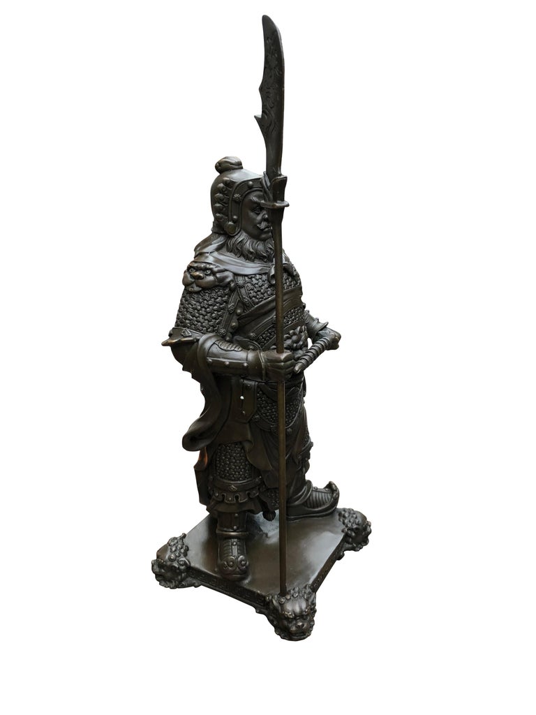 Pair of Bronze Japanese Samurai Warrior Statues Military Art, 20th