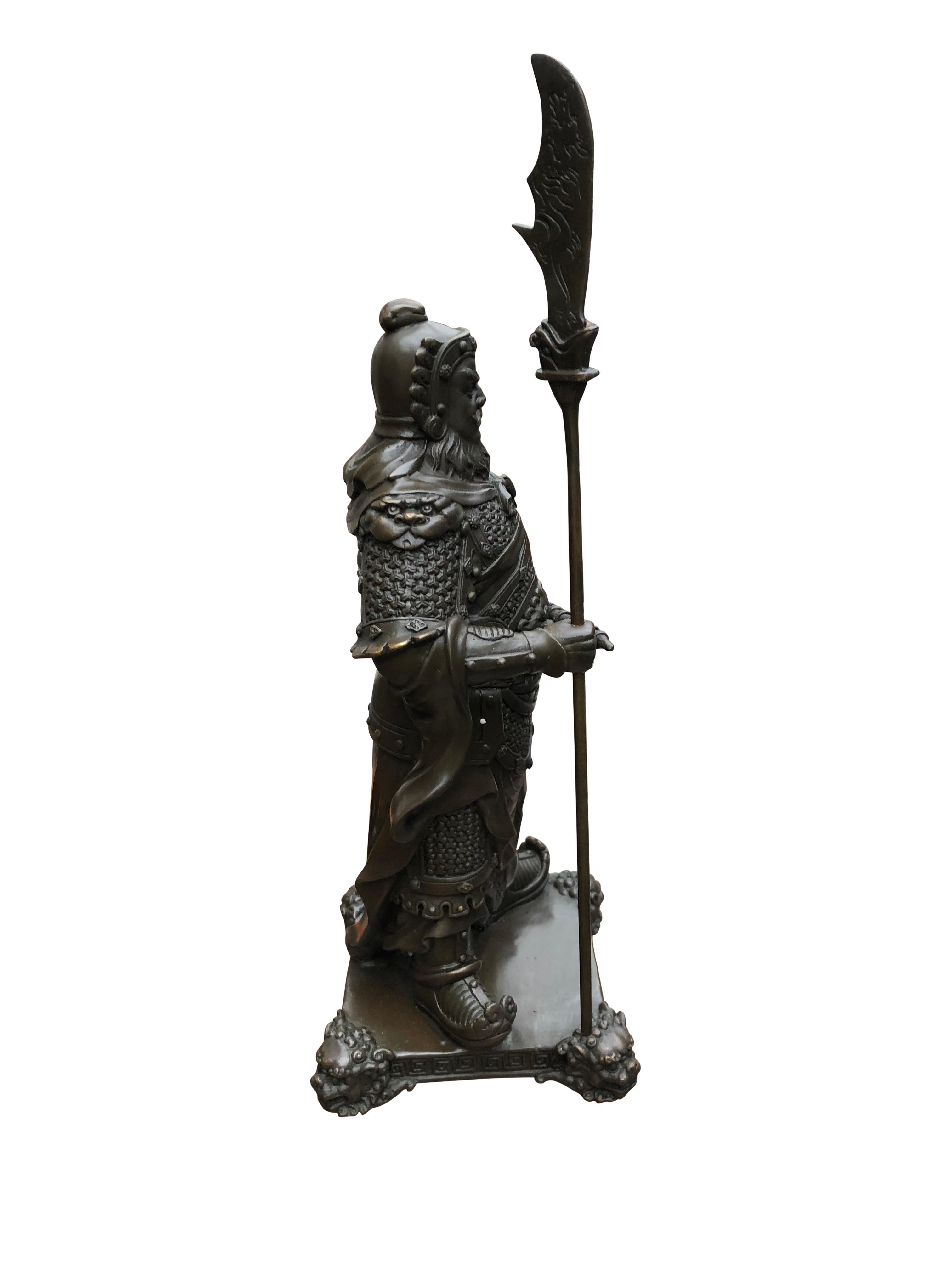 Pair of Bronze Japanese Samurai Warrior Statues Military Art, 20th Century 5