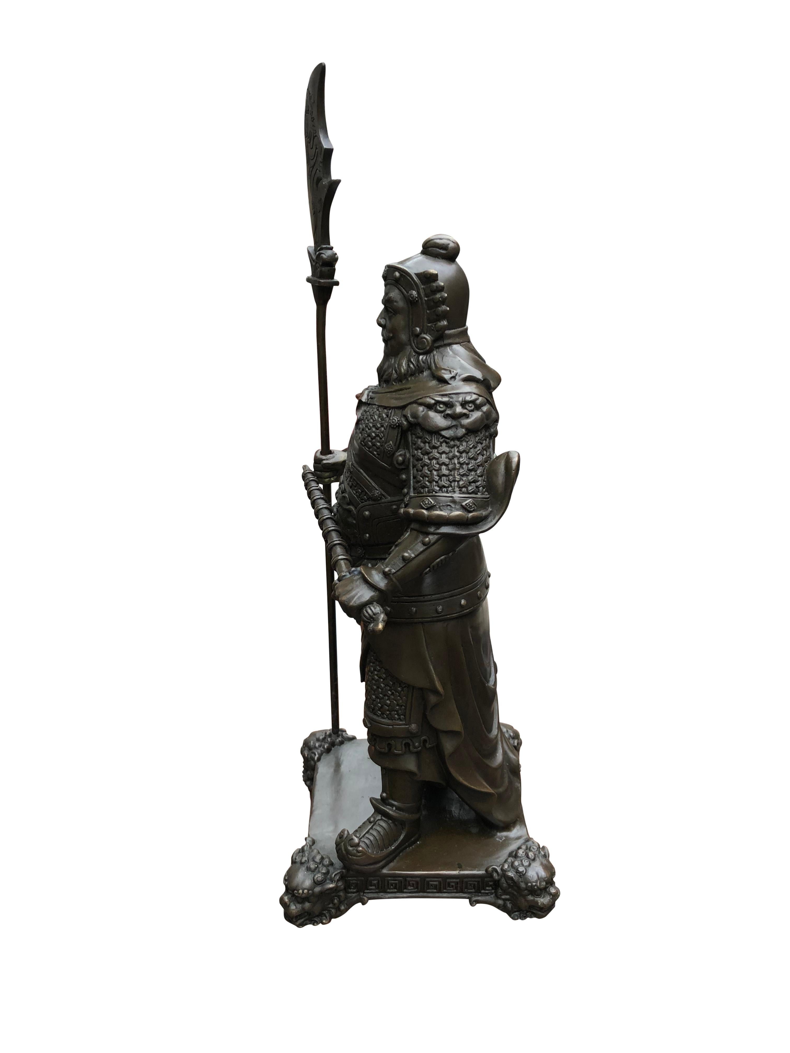 Pair of Bronze Japanese Samurai Warrior Statues Military Art, 20th Century 7