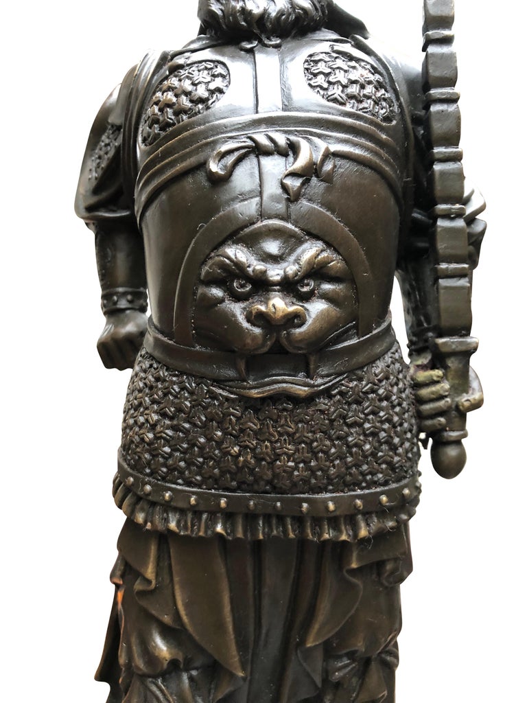 Pair of Bronze Japanese Samurai Warrior Statues Military Art, 20th