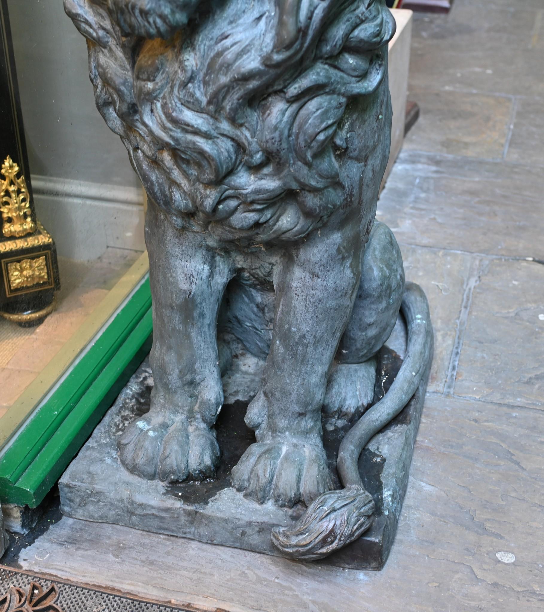 Pair Bronze Lion Gatekeeper Statues Medici Lions For Sale 6