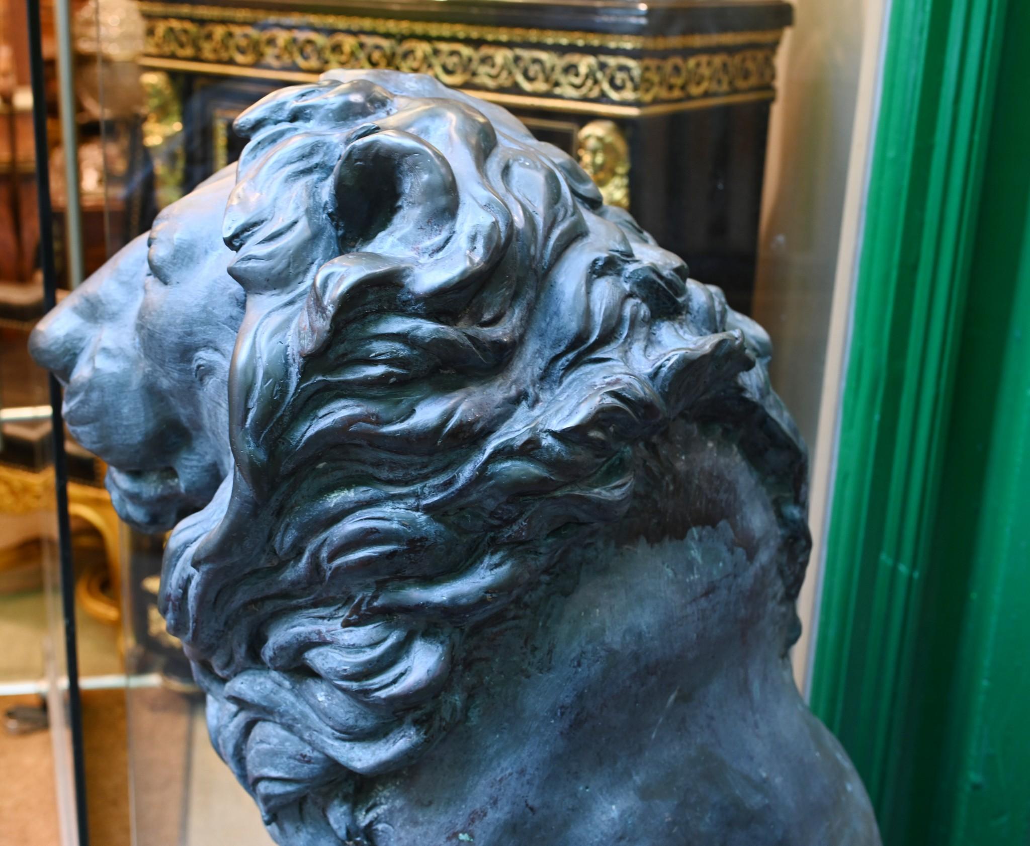 Pair Bronze Lion Gatekeeper Statues Medici Lions For Sale 3