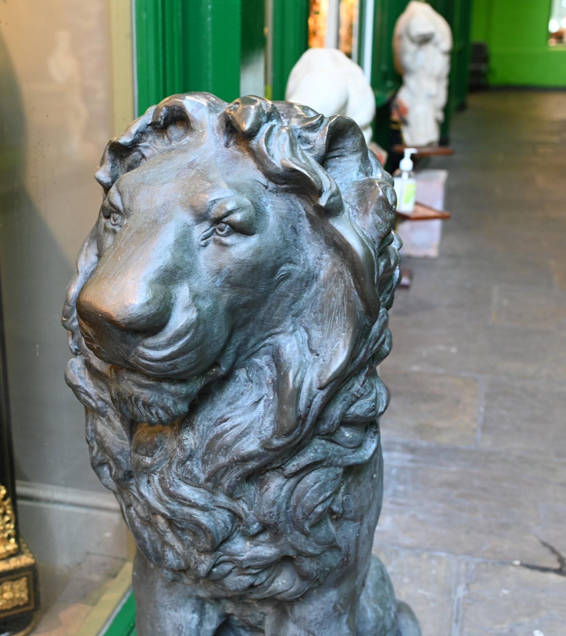 Pair Bronze Lion Gatekeeper Statues Medici Lions For Sale 5