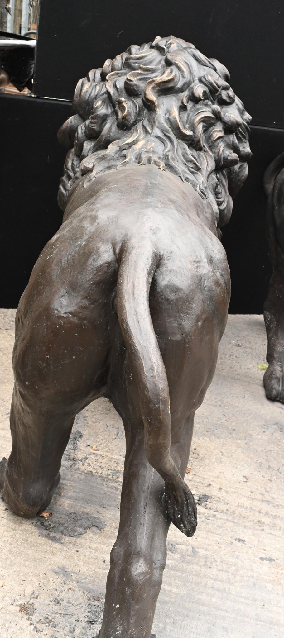 Fin du 20e siècle Paire de statues monumentales de lions en bronze représentant des gardiens Médicis en vente