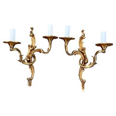 Paar Bronze-Wandleuchter im Louis-XV-Stil