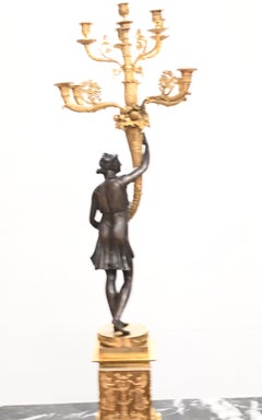 Pair Bronze Maiden Candelabras Clodion Ormolu Classical