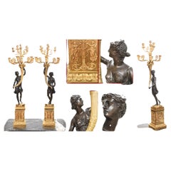 Pair Bronze Maiden Candelabras Clodion Ormolu Classical