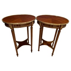 Pair Bronze Mounted Louis XVI Mahogany Side Tables