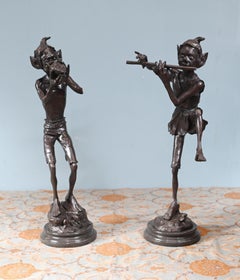Pair Bronze Pixie Statues Elph Fairey Piper Casting