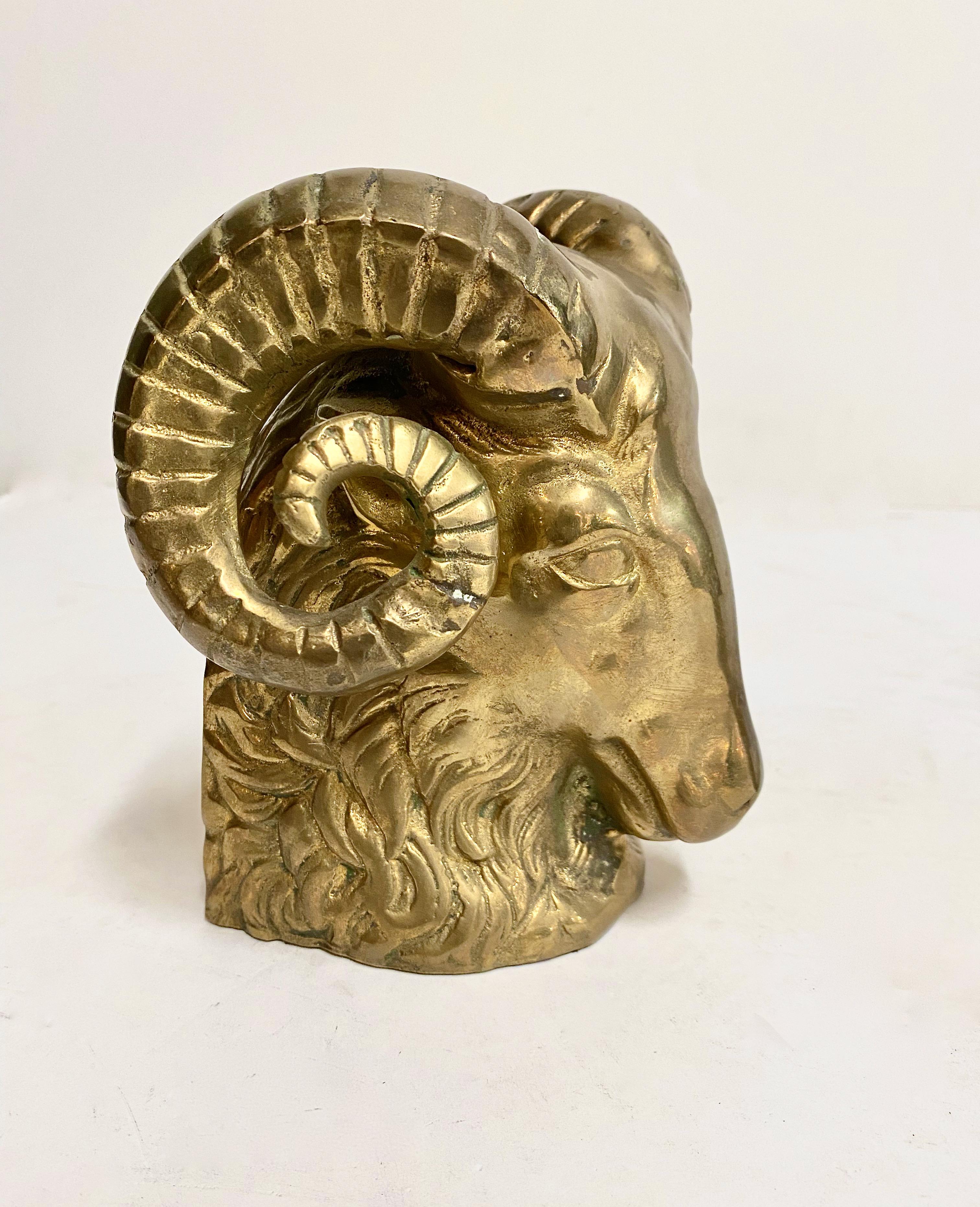 Unknown Pair Bronze Ram's Head Bookends