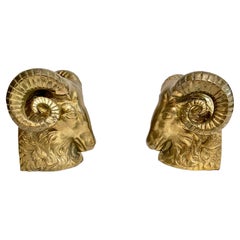 Pair Bronze Ram's Head Bookends