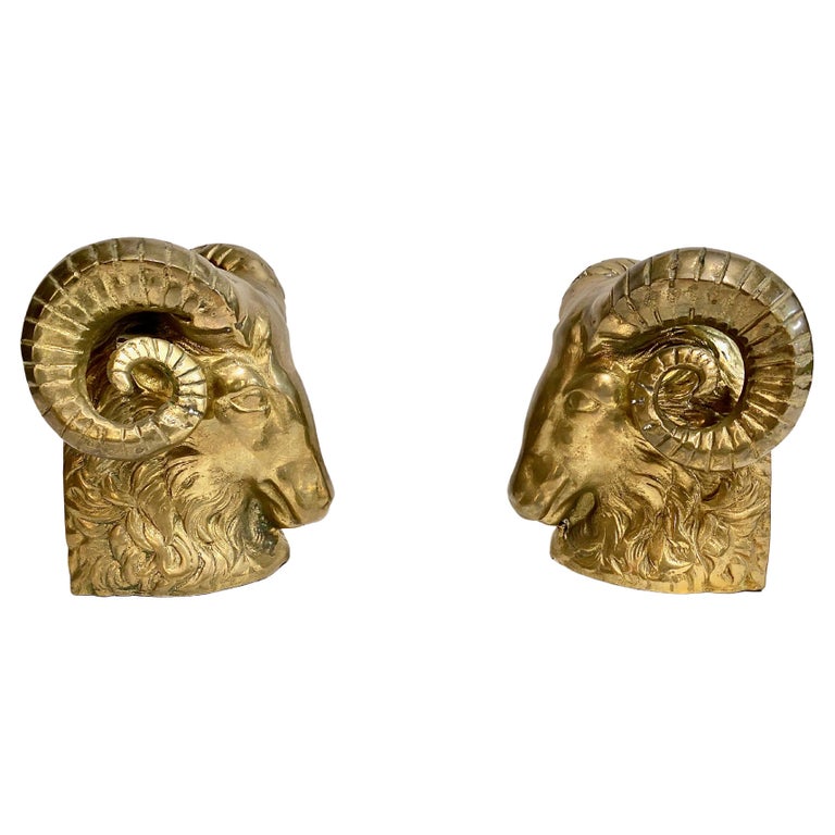 Pair Bronze Ram's Head Bookends For Sale at 1stDibs