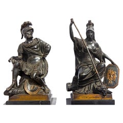 Pair Bronze Roman Gods Garnitures Grand Tour Mid 19th century