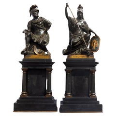 Vintage Pair Bronze Roman Gods Garnitures Grand Tour Mid 19th century