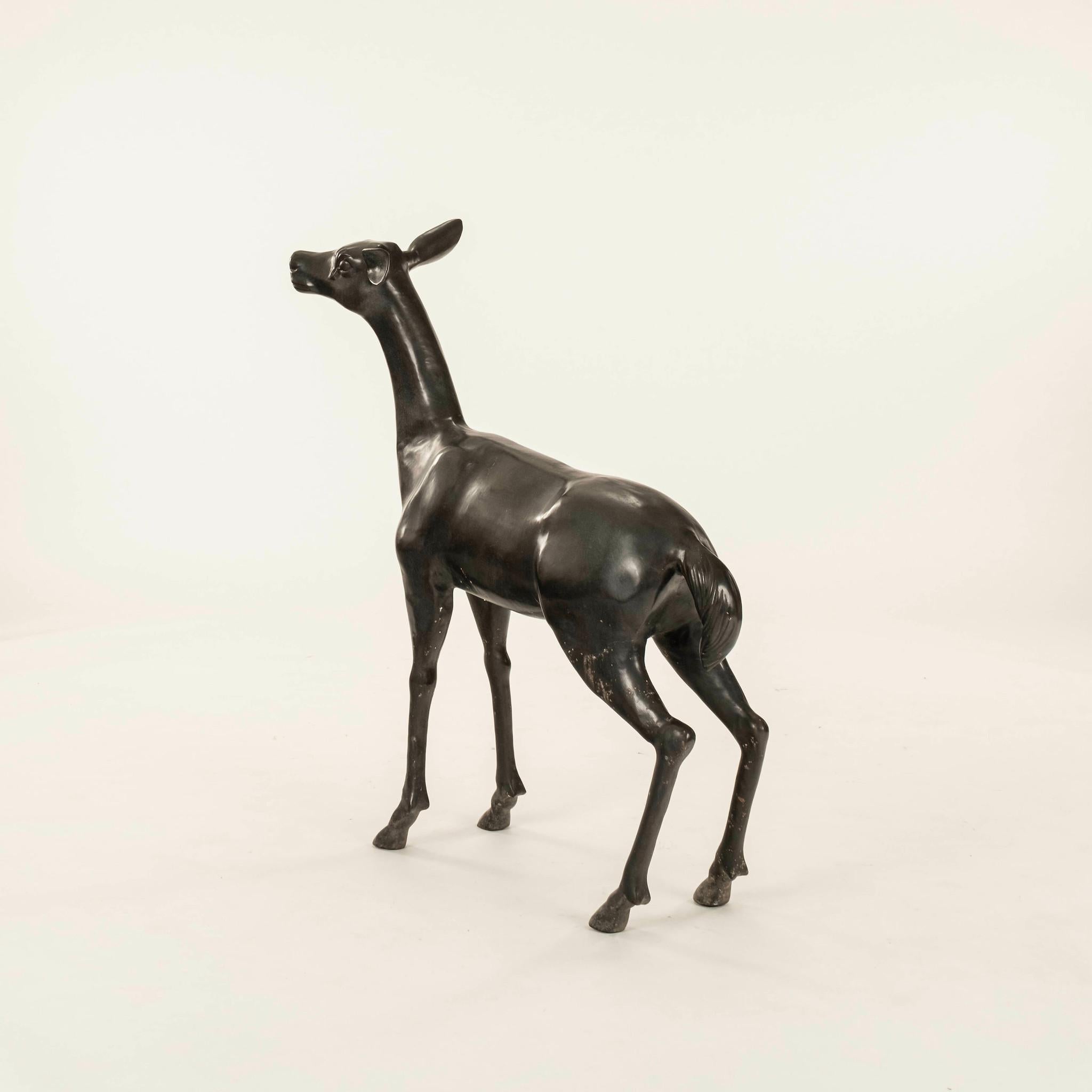 Pair Bronze Stag & Doe Statues For Sale 13