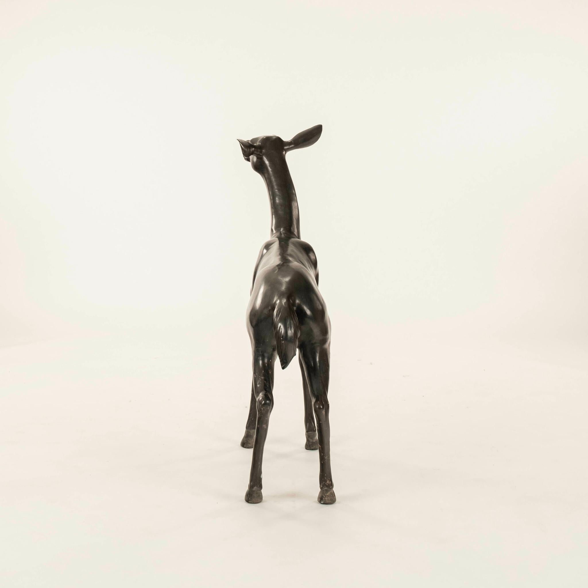 Pair Bronze Stag & Doe Statues For Sale 14