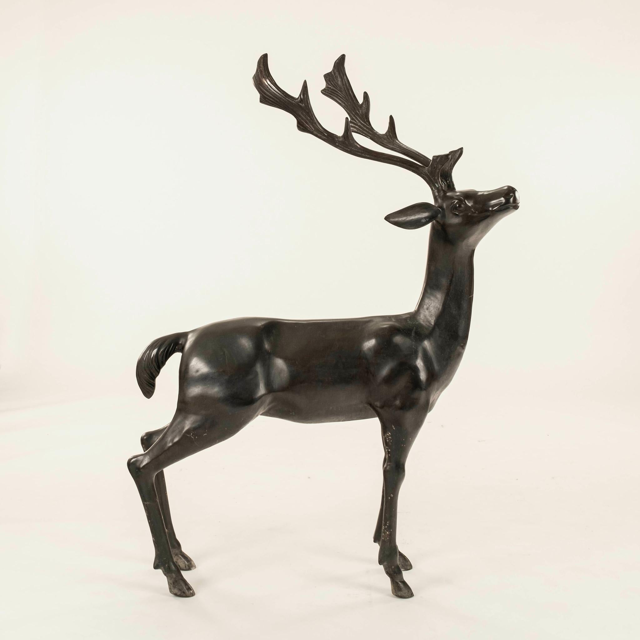 Pair Bronze Stag & Doe Statues For Sale 2