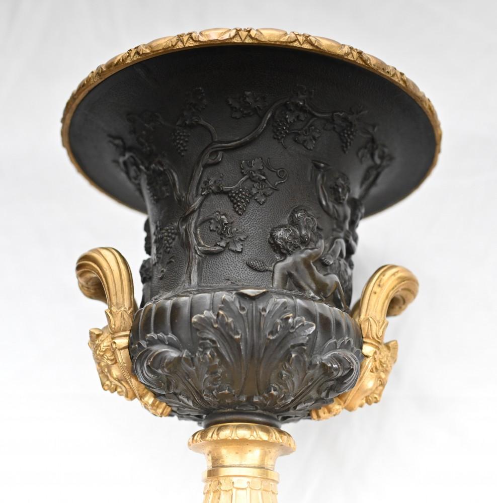 Pair Bronze Urns Cherub Bacchus Italian Grand Tour Campana 1880 5