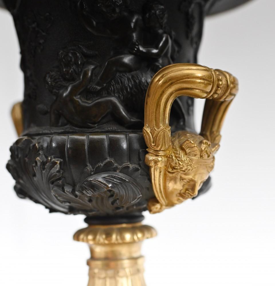 Pair Bronze Urns Cherub Bacchus Italian Grand Tour Campana 1880 6