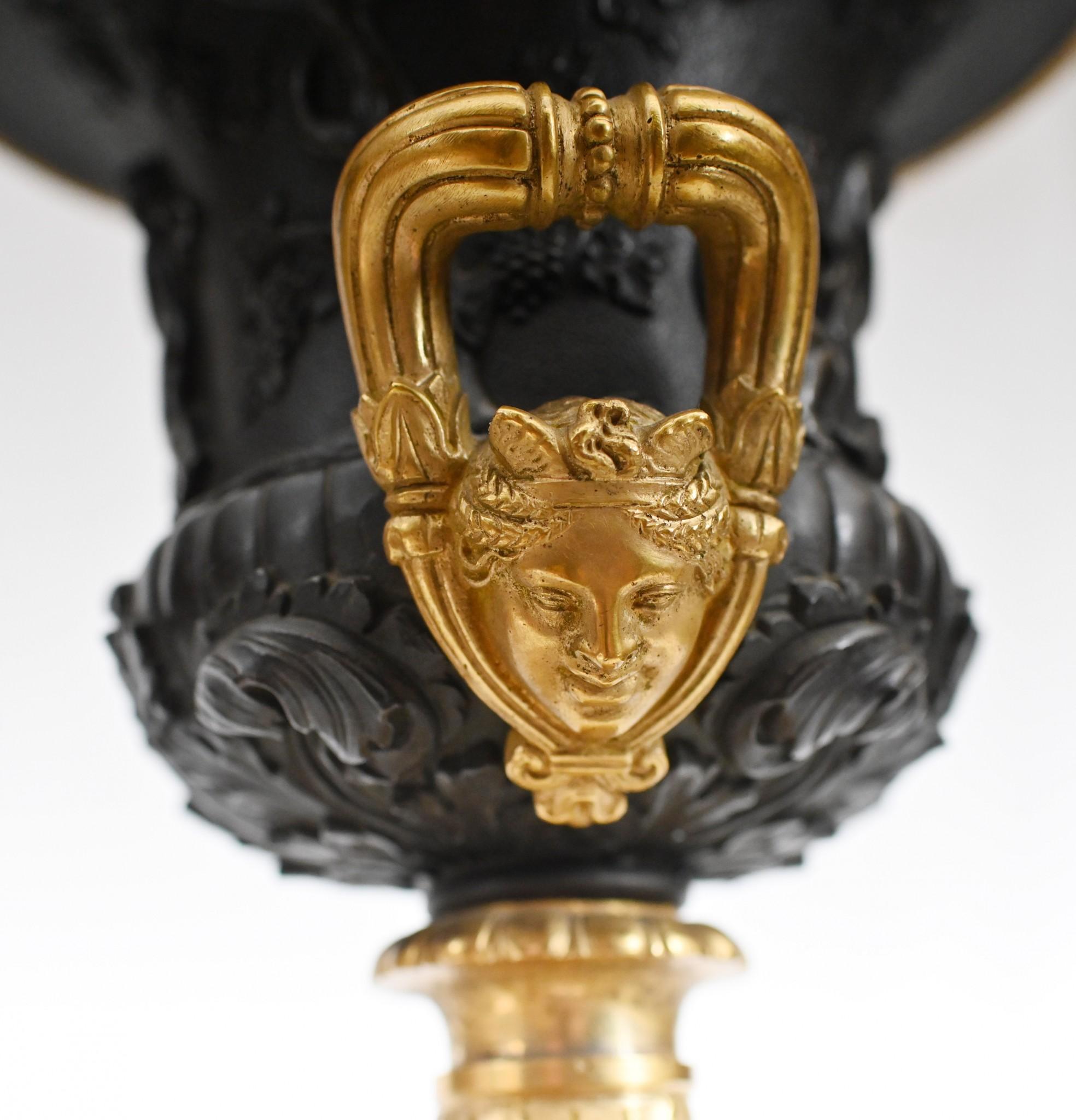 Pair Bronze Urns Cherub Bacchus Italian Grand Tour Campana 1880 For Sale 2