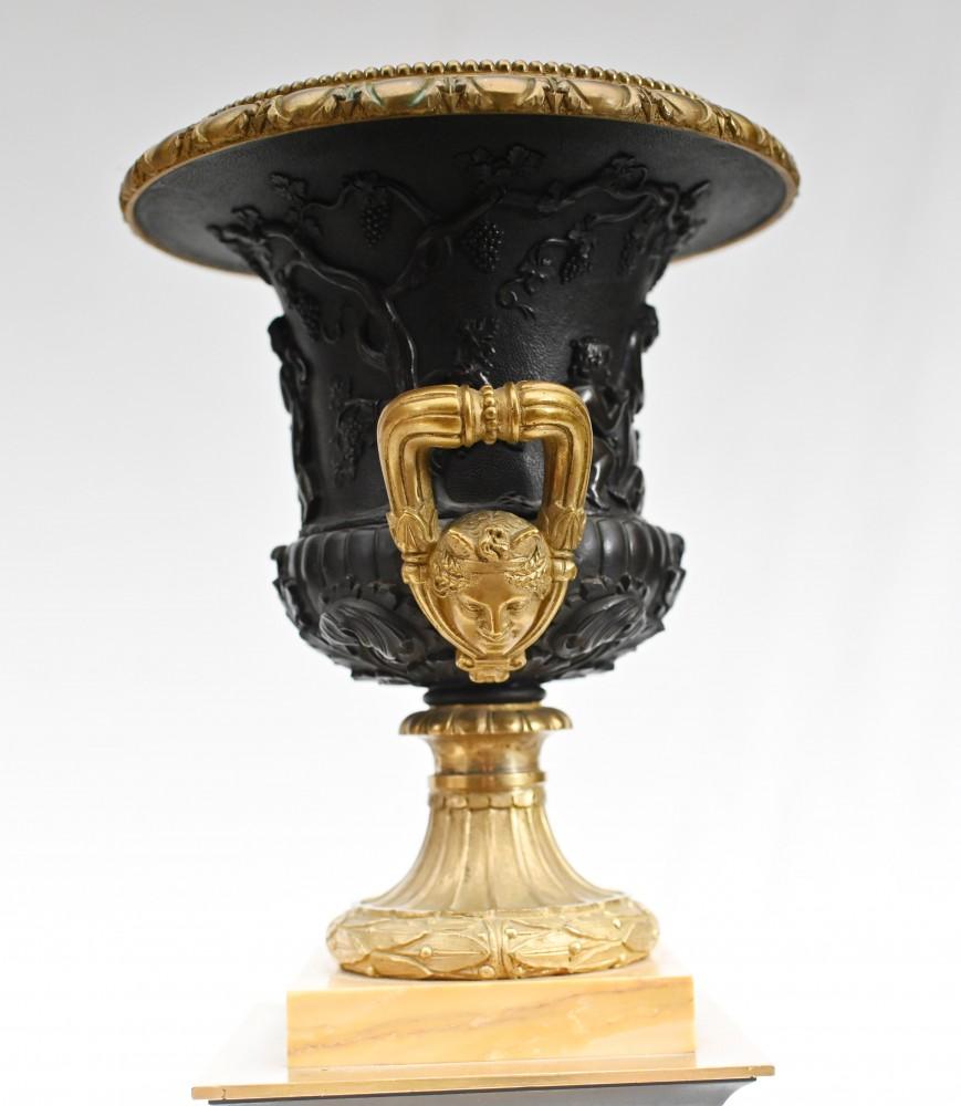 Pair Bronze Urns Cherub Bacchus Italian Grand Tour Campana 1880 4