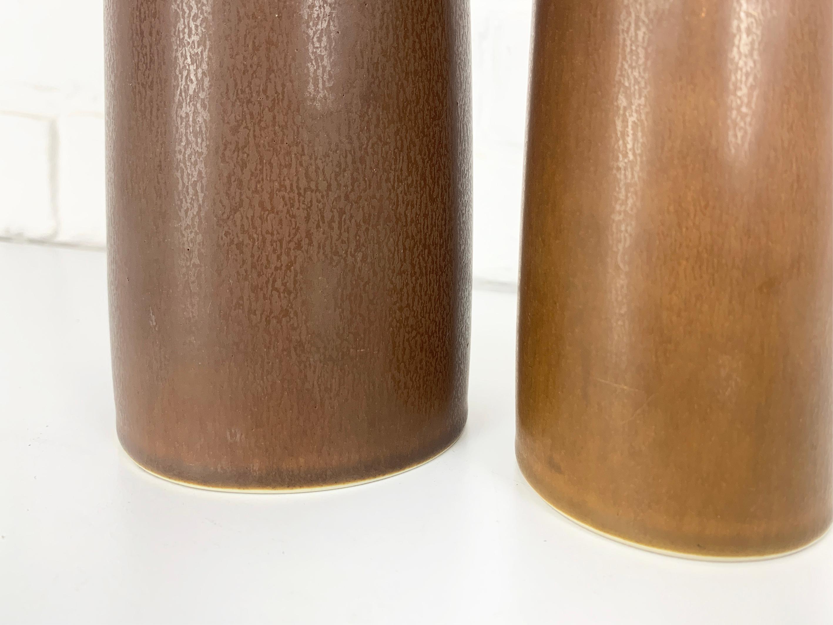 Pair brown ceramic table lamps Palshus Denmark stoneware Linnemann-Schmidt  For Sale 5