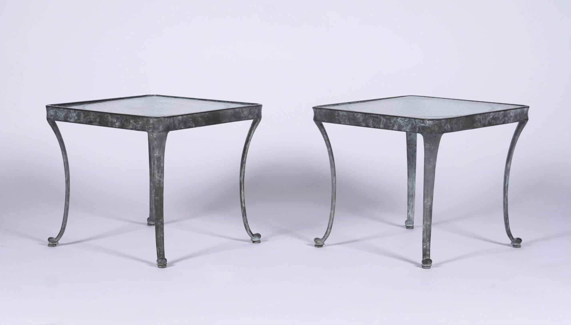 Regency Pair Brown Jordan Aluminum Classic ll side tables circa 1970s