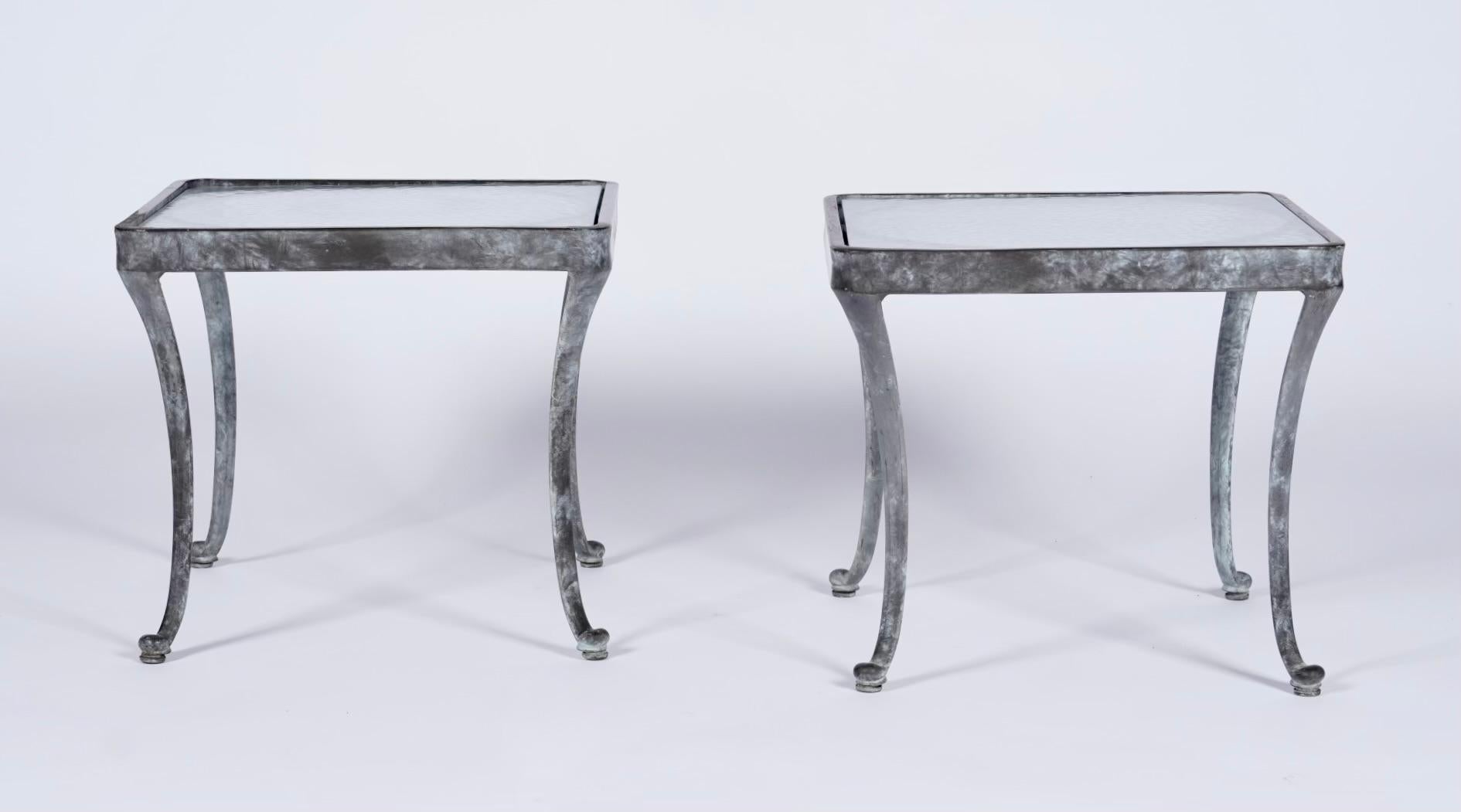 Machine-Made Pair Brown Jordan Aluminum Classic ll side tables circa 1970s